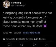 Corinna Kopf Threatens Fans With Lawsuit After OnlyFans。